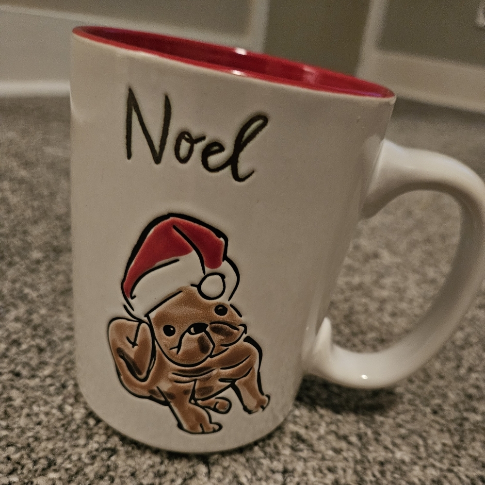 Noel BULLDOG Bully Christmas Mug Red White Dog Lovers Adorable